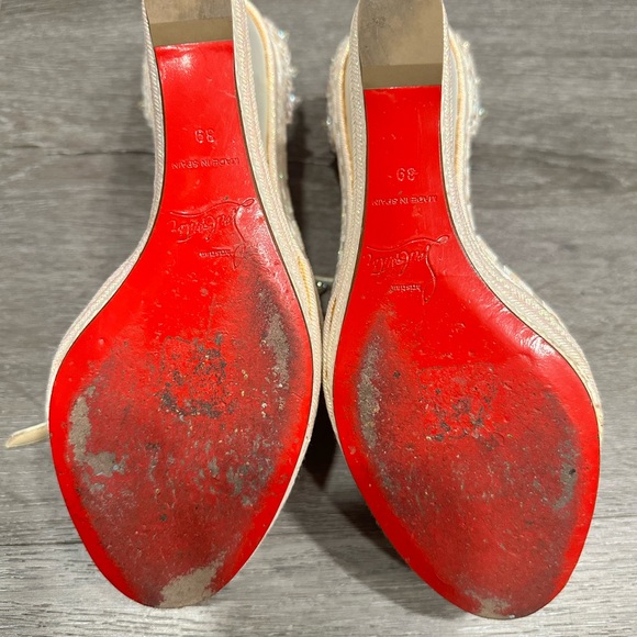 Christian Louboutin Pearl Embellished Wedge Sandals - Picture 16 of 16